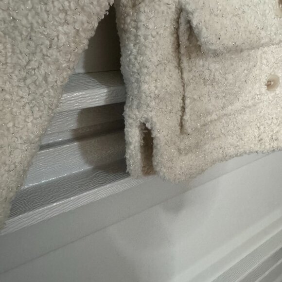 Girls' Faux Shearling Shirt Jacket - Cat & Jack Cream - Picture 6 of 9